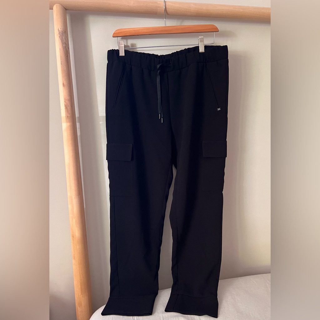 Cop.Copine Black Drawstring Pull On Jogger Cargo Pants Sz 42